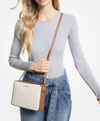 Michael Kors Jet Set Large Printed Logo Crossbody Bag ( Vanilla )