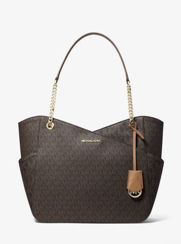 Michael Kors Jet Set Large Signature Logo Shoulder Bag Brown