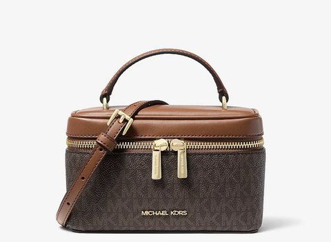 MICHAEL KORS Vivi Small Signature Logo Vanity Crossbody Bag ( brown )
