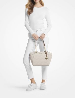 MICHAEL KORS Jet Set Large signature logo shoulder bag (vanilla)