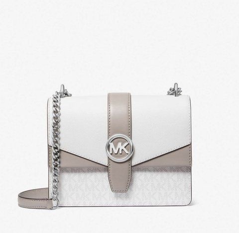 MICHAEL KORS  Greenwich small color-block signature logo crossbody bag ( optic white)