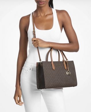 Michael Kors Scarlett Medium Signature Logo Satchel  ( brn/acorn)