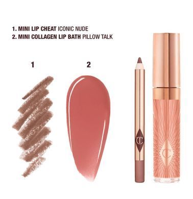 Charlotte Tilbury Mini Glossy Pink Lip Gloss + Lip Liner Set - Nude Pink