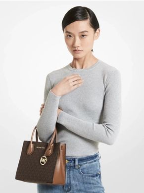 Michael Kors Mercer Medium Logo and Leather Accordion Crossbody Bag