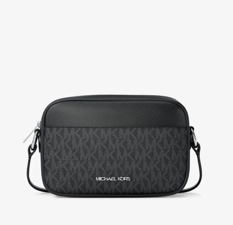 Michael Kors Jet Set Travel small signature logo crossbody bag (black)