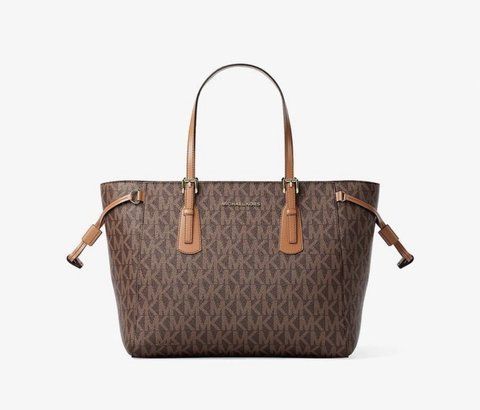Michael Kors Voyager Extra-Small Signature Logo Convertible Crossbody Bag  ( brown )