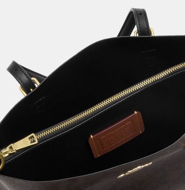 Coach Mollie Tote Bag 25 In Signature Canvas ( Gold / Walnut / Black )