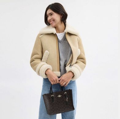 Coach Mollie Tote Bag 25 In Signature Canvas ( Gold / Walnut / Black )