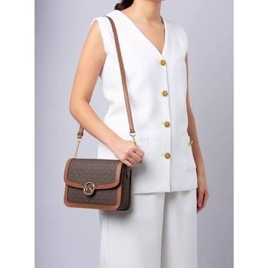 MICHAEL Michael Kors Leida Medium Signature Logo Shoulder Bag BROWN