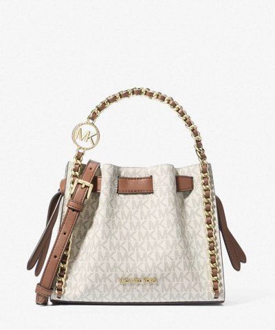 MICHAEL KORS Mina Small Signature Logo Chain Crossbody Bag - VANILLA