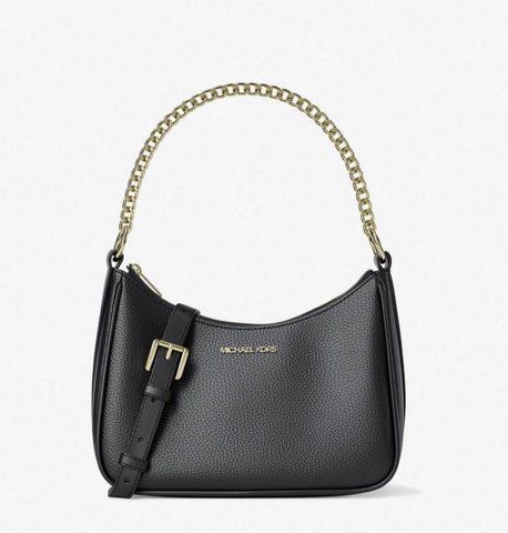 Michael Kors Jet Set Large Pebbled Leather Convertible Crossbody Bag ( black )