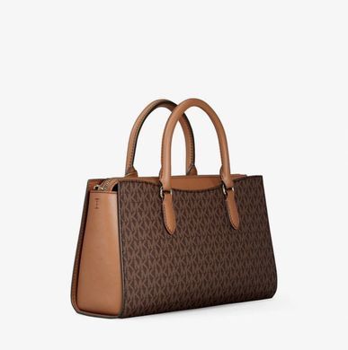 Michael Kors Arden Medium Signature Logo Top-Zip Satchel ( brown)