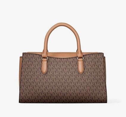 Michael Kors Arden Medium Signature Logo Top-Zip Satchel ( brown)