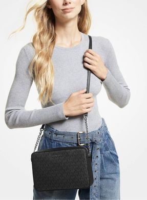Michael Kors Jet Set Large Logo Crossbody Bag (BLACK)