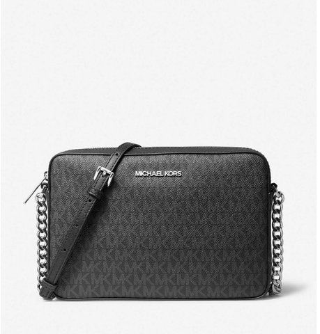 Michael Kors Jet Set Large Logo Crossbody Bag (BLACK)