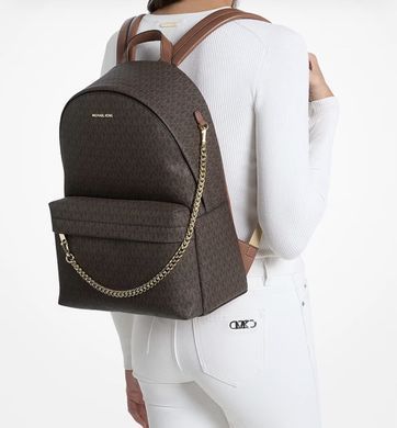 Michael Kors Slater Large Signature logo Backpack ( brown)
